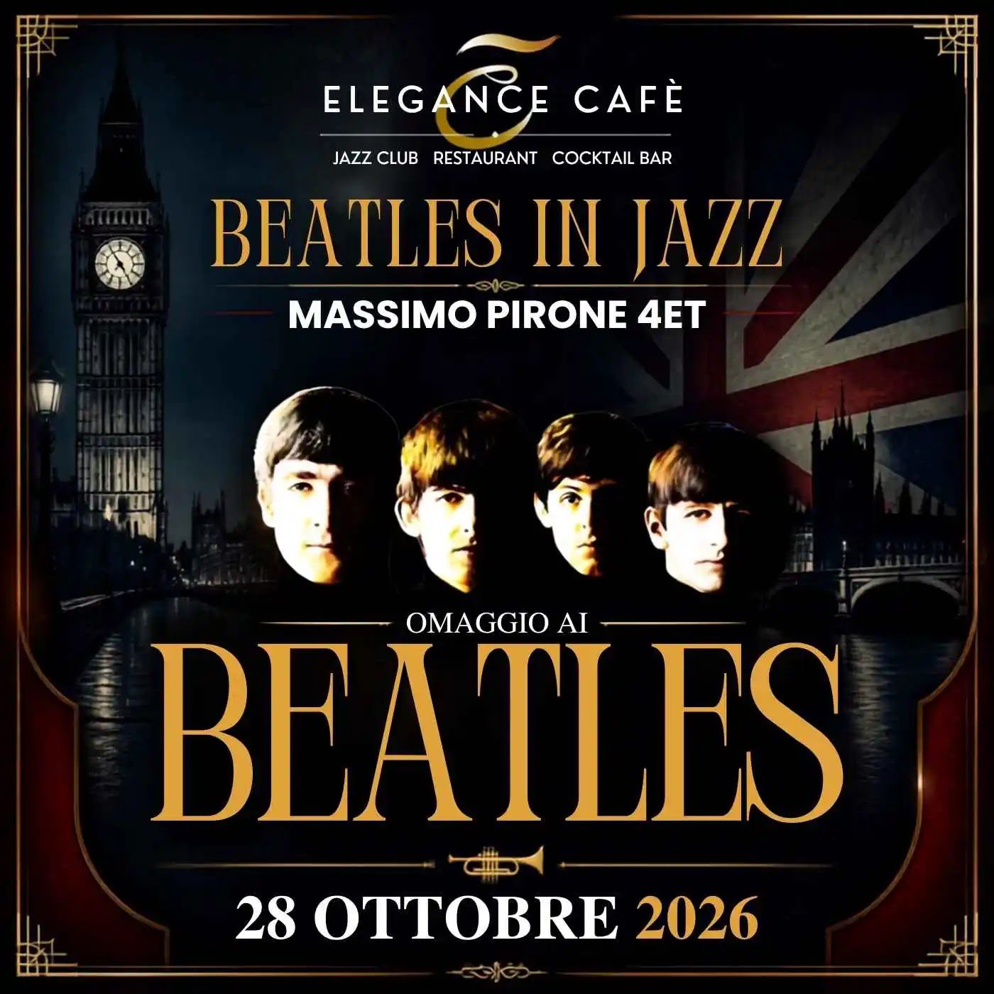 Concerto in omaggio ai Beatles in Jazz A Roma 28 ottobre 2026 all
