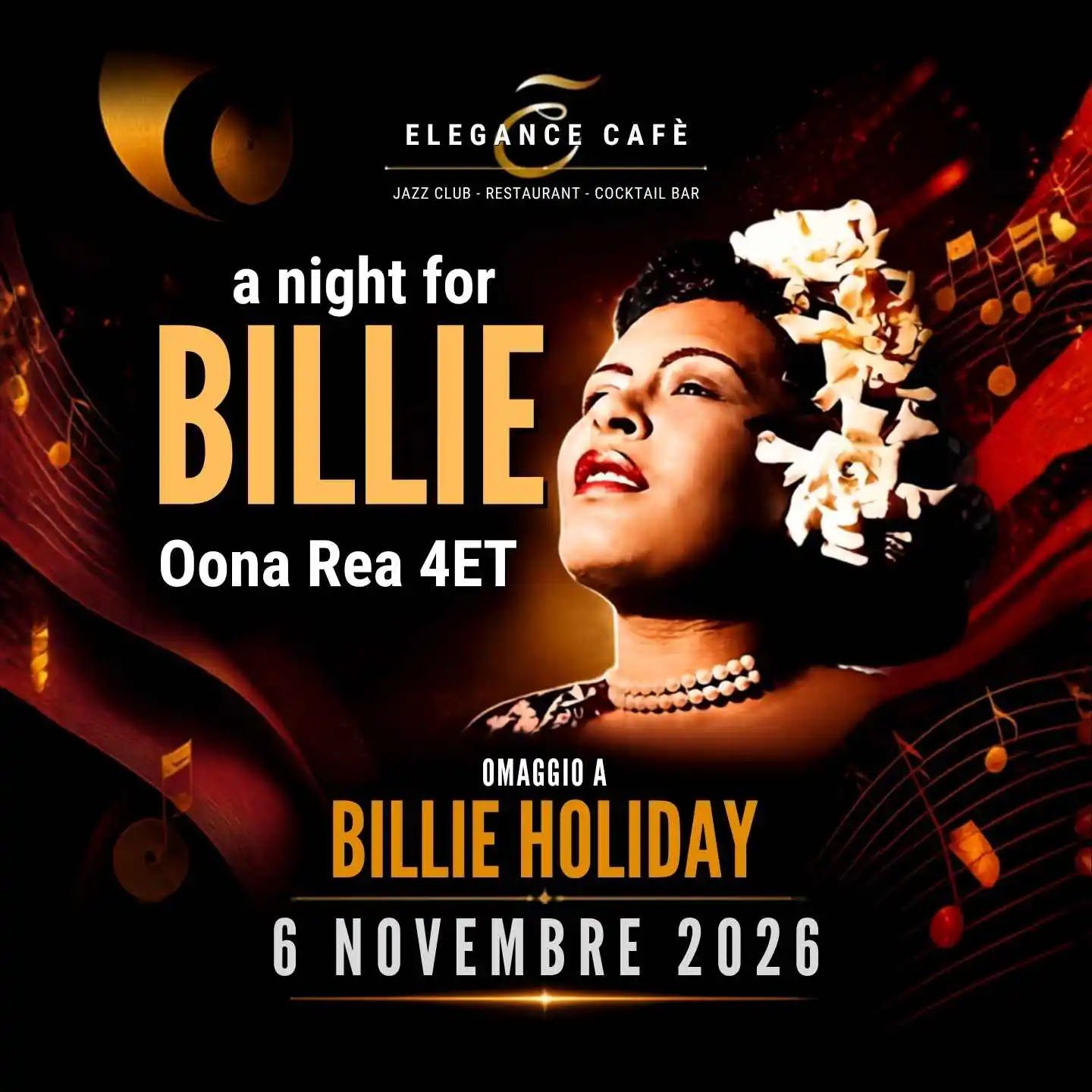 Billie Holiday Tribute in Rome with Oona Rea 4et on November 6 2026