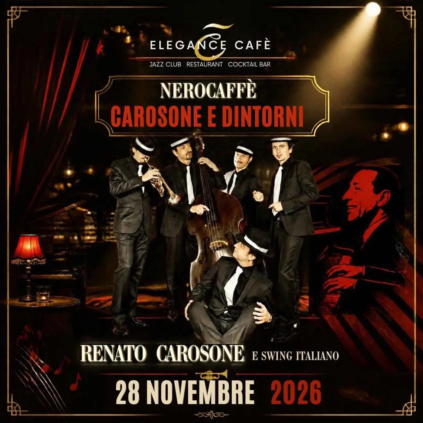 Italian swing concert Rome November 28 2026 at Elegance Cafè jazz club