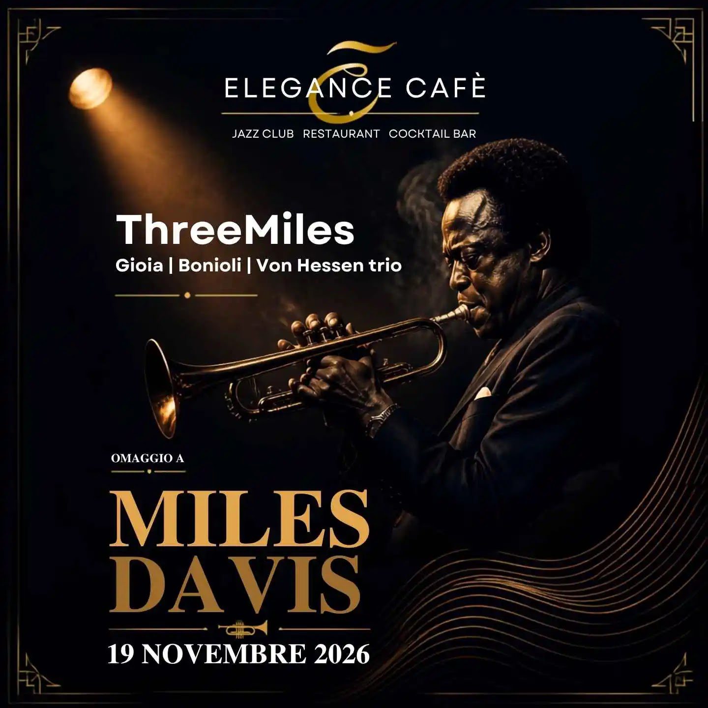 Miles Davis tribute Rome November 19 2026 at Elegance Cafè jazz club